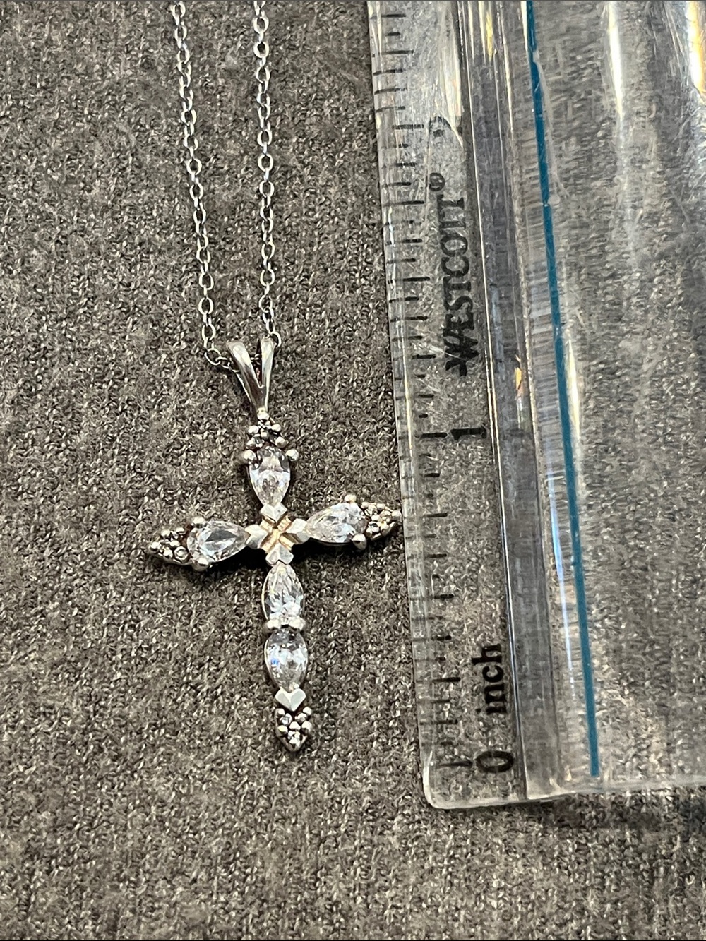 Sterling CZ Cross Necklace - Picture 7 of 8
